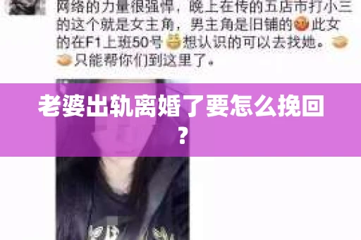老婆出轨离婚了要怎么挽回？
