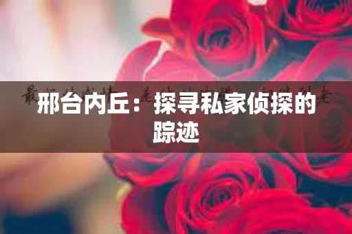 邢台内丘：探寻私家侦探的踪迹