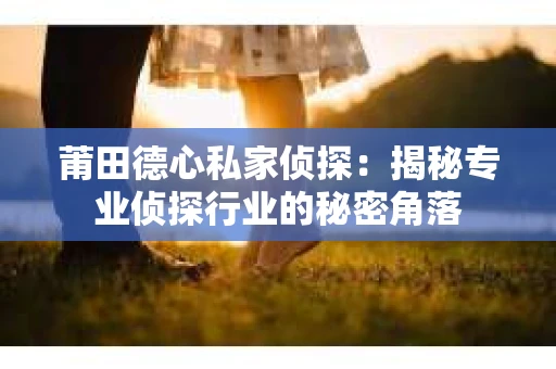 莆田德心私家侦探：揭秘专业侦探行业的秘密角落