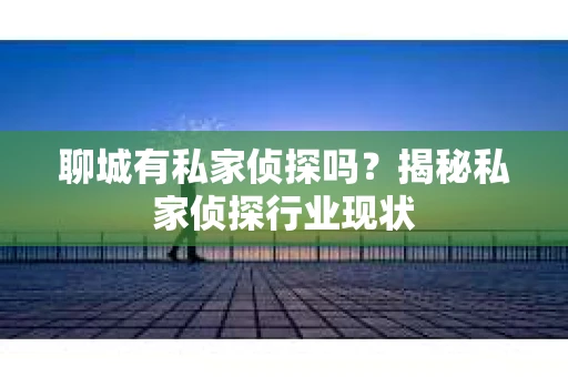 聊城有私家侦探吗？揭秘私家侦探行业现状