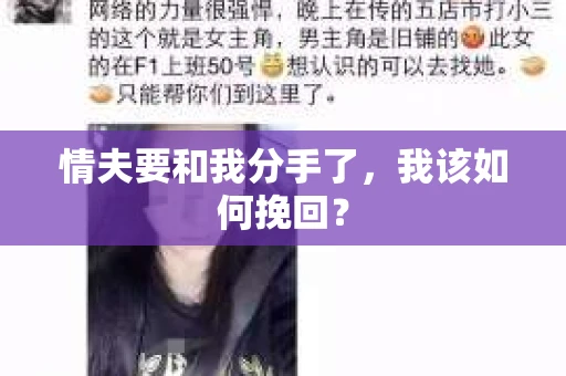 情夫要和我分手了，我该如何挽回？