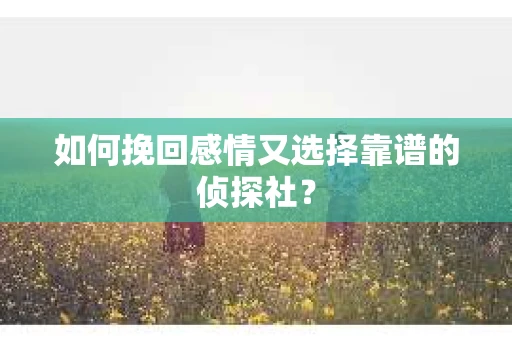 如何挽回感情又选择靠谱的侦探社？